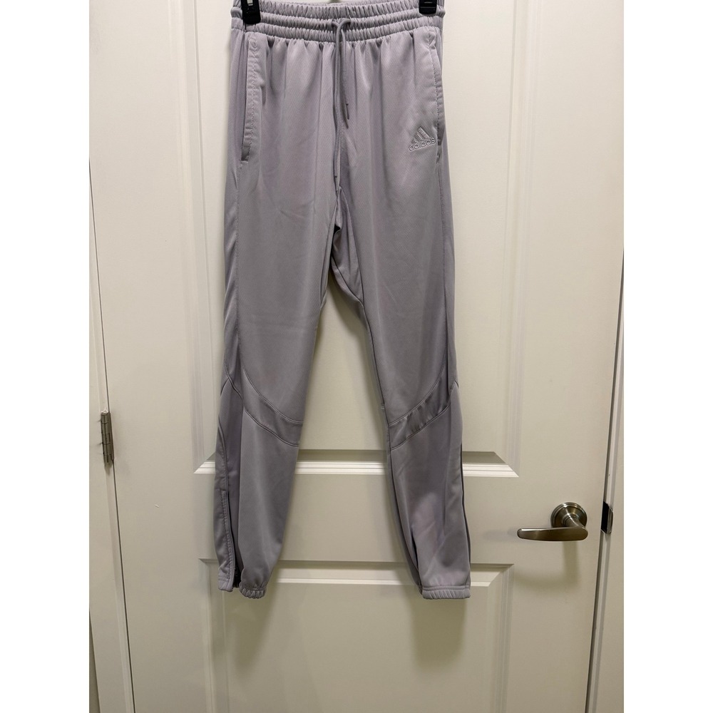 Adidas Aeroready Track Pants Mens Small Light Grey Joggers Ankle Zip Activewear